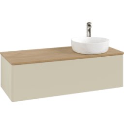 Villeroy und Boch Meuble vasque Villeroy & Boch Antao K34051HJ 120 x 36 x 50 cm, percé pour robinetterie, plan vasque couleur chêne miel, laque mate gris soie