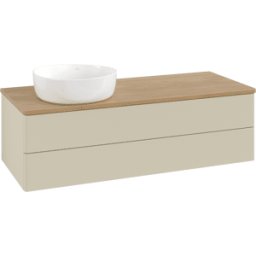 Villeroy und Boch Meuble vasque Villeroy & Boch Antao K22011HJ 120 x 36 x 50 cm, plan vasque couleur chêne miel, laque mate gris soie