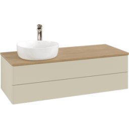 Villeroy und Boch Meuble vasque Villeroy & Boch Antao K22051HJ 120 x 36 x 50 cm, percé pour robinetterie, plan vasque couleur chêne miel, laque mate gris soie