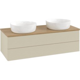 Villeroy und Boch Meuble vasque Villeroy & Boch Antao L24111HJ avec éclairage, 120 x 36 x 50 cm, plan vasque couleur chêne miel, laque mate gris soie