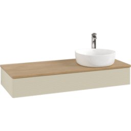 Villeroy und Boch Meuble vasque Villeroy & Boch Antao K12151HJ 120 x 19 x 50 cm, percé pour robinetterie, plan vasque couleur chêne miel, laque mate gris soie