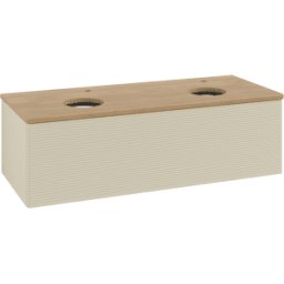 Villeroy und Boch Meuble vasque Villeroy & Boch Antao K35151HJ 120 x 36 x 50 cm, percé pour robinetterie, plan vasque couleur chêne miel, laque mate gris soie