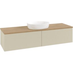 Villeroy und Boch Meuble vasque Villeroy & Boch Antao K36111HJ 160 x 36 x 50 cm, plan vasque couleur chêne miel, laque mate gris soie