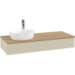 Villeroy und Boch Meuble vasque Villeroy & Boch Antao K11151HJ 120 x 19 x 50 cm, percé pour robinetterie, plan vasque couleur chêne miel, laque mate gris soie