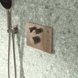 Mitigeur thermostatique encastré Ideal Standard Ceratherm avec sélecteur de douche Navigo® A7894GN en coloris Silver Storm ; compatible avec les pommeaux de douche télécommandés.