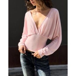 Bershka Pull Col En V Avec Ceinture Femme S Rose