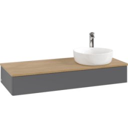 Villeroy und Boch Meuble vasque Villeroy & Boch Antao K12051GK 120 x 19 x 50 cm, percé pour robinetterie, plan vasque couleur chêne miel, laque anthracite mate