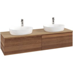 Villeroy und Boch Meuble vasque Villeroy & Boch Antao K39051HM 160 x 36 x 50 cm, percé pour robinetterie, plan vasque couleur chêne miel, noyer chaud