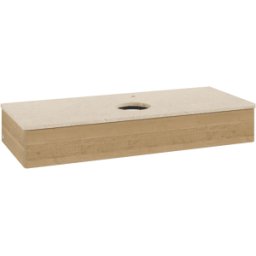 Villeroy und Boch Meuble vasque Villeroy & Boch Antao L10053HN avec éclairage, 1 tiroir, 1200 x 190 x 500 mm, façade lisse, chêne miel / Botticino