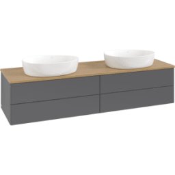 Villeroy und Boch Meuble vasque Villeroy & Boch Antao K28011GK 160 x 36 x 50 cm, plan vasque couleur chêne miel, laque anthracite mate