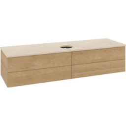 Villeroy und Boch Meuble vasque Villeroy & Boch Antao K25113HN 160 x 36 x 50 cm, plan vasque couleur Botticino, chêne miel