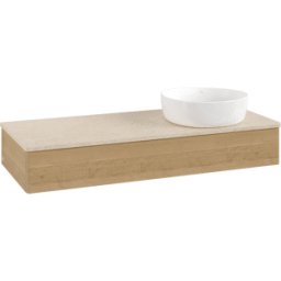 Villeroy und Boch Meuble vasque Villeroy & Boch Antao K12013HN 120 x 19 x 50 cm, plan vasque couleur Botticino, chêne miel