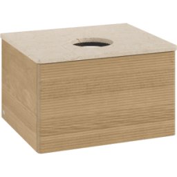 Villeroy und Boch Meuble vasque Villeroy & Boch Antao K29113HN 60 x 36 x 50 cm, plan vasque couleur Botticino, chêne miel