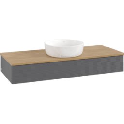 Villeroy und Boch Meuble vasque Villeroy & Boch Antao K10111GK 120 x 19 x 50 cm, plan vasque couleur chêne miel, laque anthracite mate