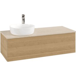 Villeroy und Boch Meuble vasque Villeroy & Boch Antao L33153HN avec éclairage, 120 x 36 x 50 cm, percé pour robinetterie, plan vasque couleur Botticino, chêne miel