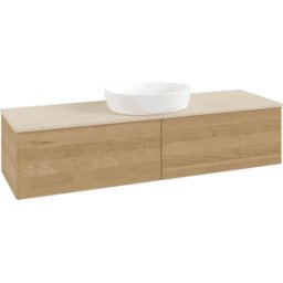 Villeroy und Boch Meuble vasque Villeroy & Boch Antao K36013HN 160 x 36 x 50 cm, plan vasque couleur Botticino, chêne miel