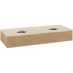 Villeroy und Boch Meuble vasque Villeroy & Boch Antao L13113HN avec éclairage, 1 tiroir, 1200 x 190 x 500 mm, façade texturée, Chêne Miel / Botticino