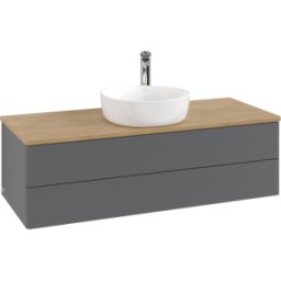 Villeroy und Boch Meuble vasque Villeroy & Boch Antao K21151GK 120 x 36 x 50 cm, percé pour robinetterie, plan vasque couleur chêne miel, laque anthracite mate