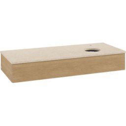 Villeroy und Boch Meuble vasque Villeroy & Boch Antao L12153HN avec éclairage, 1 tiroir, 1200 x 190 x 500 mm, façade texturée, Chêne Miel / Botticino