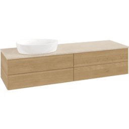 Villeroy und Boch Meuble vasque Villeroy & Boch Antao K26013HN 160 x 36 x 50 cm, plan vasque couleur Botticino, chêne miel
