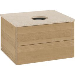 Villeroy und Boch Meuble vasque Villeroy & Boch Antao K18013HN 60 x 36 x 50 cm, plan vasque couleur Botticino, chêne miel