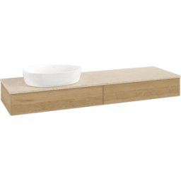 Villeroy und Boch Meuble vasque Villeroy & Boch Antao K15013HN 160 x 19 x 50 cm, plan vasque couleur Botticino, chêne miel
