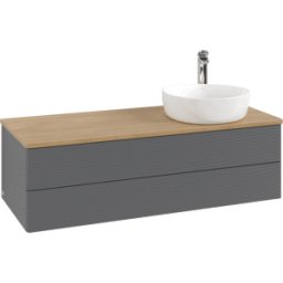 Villeroy und Boch Meuble vasque Villeroy & Boch Antao K23151GK 120 x 36 x 50 cm, percé pour robinetterie, plan vasque couleur chêne miel, laque anthracite mate