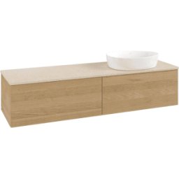 Villeroy und Boch Meuble vasque Villeroy & Boch Antao K38113HN 160 x 36 x 50 cm, plan vasque couleur Botticino, chêne miel
