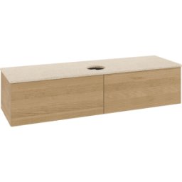 Villeroy und Boch Meuble vasque Villeroy & Boch Antao K36113HN 160 x 36 x 50 cm, plan vasque couleur Botticino, chêne miel