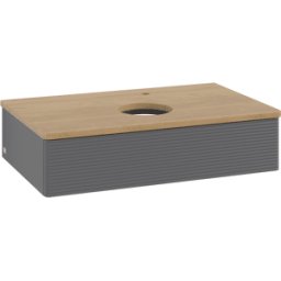 Villeroy und Boch Meuble vasque Villeroy & Boch Antao K08151GK 80 x 19 x 50 cm, percé pour robinetterie, plan vasque couleur chêne miel, laque anthracite mate