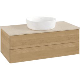 Villeroy und Boch Meuble vasque Villeroy & Boch Antao K20013HN 100 x 36 x 50 cm, plan vasque couleur Botticino, chêne miel