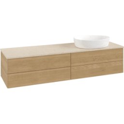 Villeroy und Boch Meuble vasque Villeroy & Boch Antao K27013HN 160 x 36 x 50 cm, plan vasque couleur Botticino, chêne miel