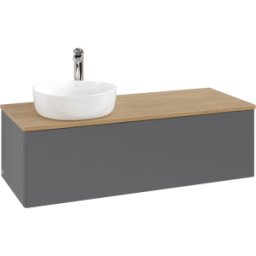 Villeroy und Boch Meuble vasque Villeroy & Boch Antao K33051GK 120 x 36 x 50 cm, percé pour robinetterie, plan vasque couleur chêne miel, laque anthracite mate