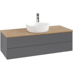 Villeroy und Boch Meuble vasque Villeroy & Boch Antao K21051GK 120 x 36 x 50 cm, percé pour robinetterie, plan vasque couleur chêne miel, laque anthracite mate
