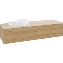 Villeroy und Boch Meuble vasque Villeroy & Boch Antao K37013HN 160 x 36 x 50 cm, plan vasque couleur Botticino, chêne miel