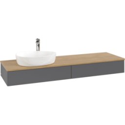 Villeroy und Boch Meuble vasque Villeroy & Boch Antao K15051GK 160 x 19 x 50 cm, percé pour robinetterie, plan vasque couleur chêne miel, laque anthracite mate
