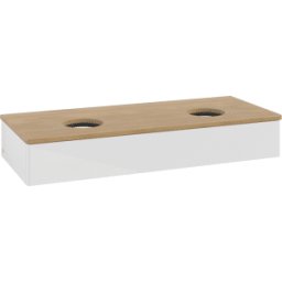 Villeroy und Boch Meuble vasque Villeroy & Boch Antao K13011GF 120 x 19 x 50 cm, plan vasque couleur chêne miel, laque blanche brillante