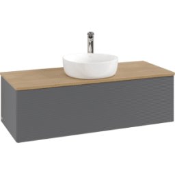 Villeroy und Boch Meuble vasque Villeroy & Boch Antao K32151GK 120 x 36 x 50 cm, percé pour robinetterie, plan vasque couleur chêne miel, laque anthracite mate