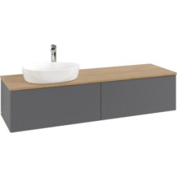 Villeroy und Boch Meuble vasque Villeroy & Boch Antao K37151GK 160 x 36 x 50 cm, percé pour robinetterie, plan vasque couleur chêne miel, laque anthracite mate