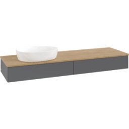 Villeroy und Boch Meuble vasque Villeroy & Boch Antao K15011GK 160 x 19 x 50 cm, plan vasque couleur chêne miel, laque anthracite mate