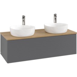 Villeroy und Boch Meuble vasque Villeroy & Boch Antao K35151GK 120 x 36 x 50 cm, percé pour robinetterie, plan vasque couleur chêne miel, laque anthracite mate