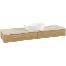Villeroy und Boch Meuble vasque Villeroy & Boch Antao K14013HN 160 x 19 x 50 cm, plan vasque couleur Botticino, chêne miel
