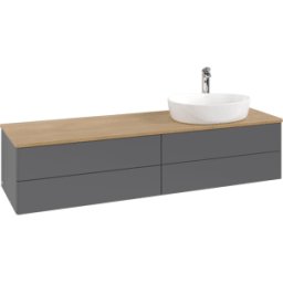 Villeroy und Boch Meuble vasque Villeroy & Boch Antao K27051GK 160 x 36 x 50 cm, percé pour robinetterie, plan vasque couleur chêne miel, laque anthracite mate