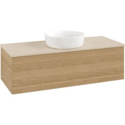 Villeroy und Boch Meuble vasque Villeroy & Boch Antao K32013HN 120 x 36 x 50 cm, plan vasque couleur Botticino, chêne miel