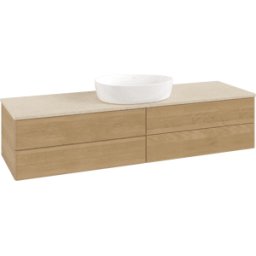 Villeroy und Boch Meuble vasque Villeroy & Boch Antao K25013HN 160 x 36 x 50 cm, plan vasque couleur Botticino, chêne miel