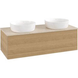 Villeroy und Boch Meuble vasque Villeroy & Boch Antao K35113HN 120 x 36 x 50 cm, plan vasque couleur Botticino, chêne miel