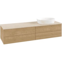 Villeroy und Boch Meuble vasque Villeroy & Boch Antao K27113HN 160 x 36 x 50 cm, plan vasque couleur Botticino, chêne miel