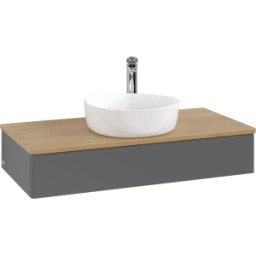 Villeroy und Boch Meuble vasque Villeroy & Boch Antao K09051GK 100 x 19 x 50 cm, percé pour robinetterie, plan vasque couleur chêne miel, laque anthracite mate