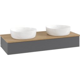 Villeroy und Boch Meuble vasque Villeroy & Boch Antao K13111GK 120 x 19 x 50 cm, plan vasque couleur chêne miel, laque anthracite mate