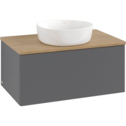 Villeroy und Boch Meuble vasque Villeroy & Boch Antao K30111GK 80 x 36 x 50 cm, plan vasque couleur chêne miel, laque anthracite mate